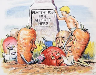 Anthropomorphic Vegetables, illustration ur "The Water Babies" av Charles Kingsley (gouache på papper)