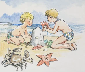 Vid havet, illustration från "The Water Babies" av Charles Kingsley