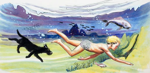 Simma med fiskarna, illustration från "The Water Babies" av Charles Kingsley