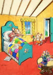 Town Mouse and Country Mouse (gouache på papper)