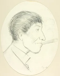 Profil av man som röker cigarr