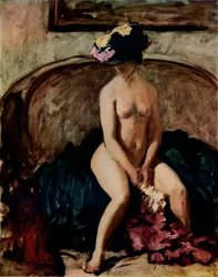 Sittande naken: The Black Hat, c1900