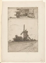 Väderkvarn i ett ängslandskap och utsikt i Ravensteinstraat i Bryssel Vieux moulin a Laeken / Rue Ravenstein (Bruxelles) (originaltitel)