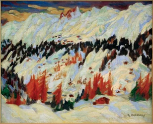 Vinterlandskap nära Davos Frauenkirch, (Vinterlandskap nära Davos Glacis)