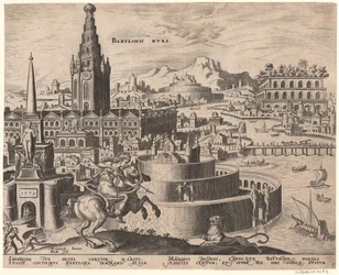 Die Mauern von Babylon från serien Världens åttonde underverk efter Maarten van Heemskerck, 1572