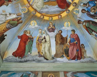 Dante och Beatrice talar till Piccarda och Constance, från 