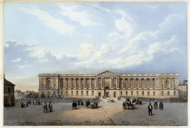 Colonnade du louvre - i "" Walk in Paris och dess omgivningar "", designad av Jacottet och Benoist, ca. 1840