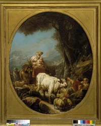 Fårstall (olja på duk)