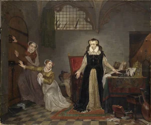 De sista timmarna av Mary Stuart, skottens drottning, före 1819.