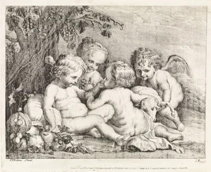 Kristus, Johannes Döparen och två putti