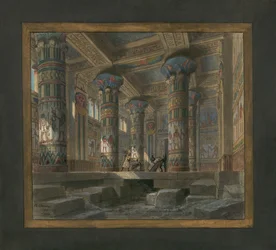 Scenografi av Philippe Chaperon för operan Aida av Giuseppe Verdi (1813-1901): Isis tempel