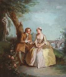 Konversationsstycke eller älskande i en park, ca 1727 (olja på duk)