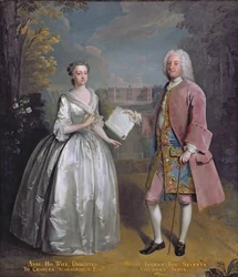 Porträtt av Henry 7th Viscount Irwin och hans fru Anne (olja på duk)
