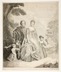 Familjepromenaden, även kallad Philippe Mercier, hans första fru och familj