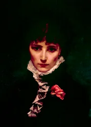 Porträtt av komikern Sarah-Henriette Bernard dit Sarah Bernhardt (1844-1923) Detalj. Målning av Philippe Parrot (1831-1894) 1800-talets Paris, fransk komedi