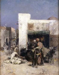 Araber utanför ett hus