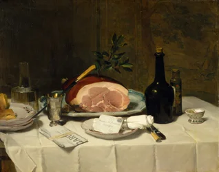 Stilleben med skinka, 1870-talet.
