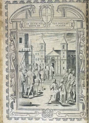 Platta med stadgar för Maltas orden "Statuta Hospitalis Hervsalem"" (procession), av Philippe Thomassin, sent 1500-tal
