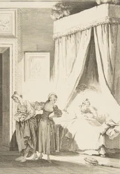 La Gageure des trois Commeres: La Servante, från Sagor och noveller på vers ..., publicerad 1795.