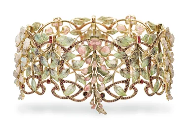 Art Nouveau multi-pärla och emalj 