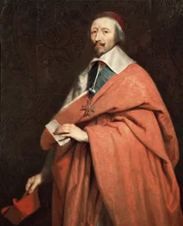 Porträtt av Armand Jean du Plessis, kardinal de Richelieu (olja på duk