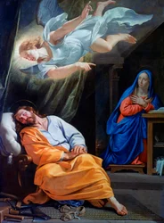 "Josefs dröm" eller "Josef och ängeln" Målning av Philippe de Champaigne (1602-1674) 1642-1643 National Gallery, London