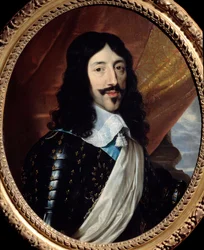 Porträtt av kungen av Frankrike Ludvig XIII (1601-1643) Målning av Philippe de Champaigne (1602-1674) 1600-talet sön. 0,75x0,62 m Paris, Musee Carnavalet - Porträtt av kung Ludvig XIII av Frankrike (1601-1643). Målning av Philippe de Champaigne (1602-1674)