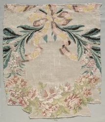 Sidenfragment, del av panel kallad "Le panier fleuri"