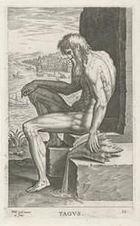 Riviergod Tejo Tagvs (titel på objekt) Rivier- en zeegoden (serietitel) Eleganta porträtt av de marina halvgudarna och sjölejonen (serietitel)