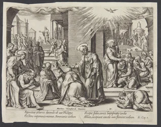 Sankt Petrus, Sankt Johannes och Sankt Filip lägger händerna på de döpta i Samaria