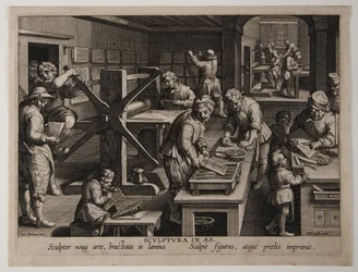 Uppfinningen av kopparsticket, ca 1591 (gravyr)