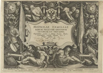 Titelprent van de serie av Medici-familjen Familiehistoria van het geld De