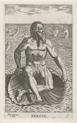 Zeegod Nereus Never (titel på objekt) Rivier- en zeegoden (serietitel) Eleganta porträtt av de marina halvgudarna och Amnicus-sälarna (serietitel)