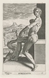 Zeegod Portunus Portvnvs (titel på objekt) Rivier- en zeegoden (serietitel) Eleganta porträtt av de marina halvgudarna och Amnicus-sälarna (serietitel)