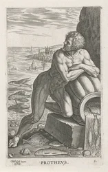 Zeegod Protheus Prothevs (titel på objekt) Rivier- en zeegoden (serietitel) Eleganta porträtt av de marina halvgudarna och sjölejonen (serietitel)