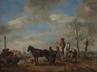 En man och en kvinna till häst, omkring 1653-54