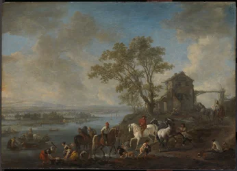 Hästdamm vid en flod, ca 1662-1663 (olja på pannå)