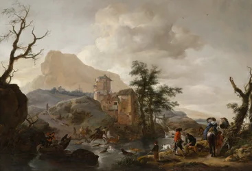 Stag Hunt in a River, ca 1650-1655