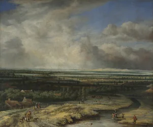 Ett vidsträckt landskap med en Hawking Party, ca. 1670