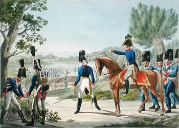 De nya kejserliga kungliga österrikiska pontonnerna efter Napoleonkrigen, ca 1820 (färg litho)
