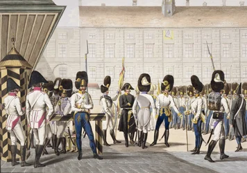 De nya kejserliga kungliga österrikiska grenadjärerna efter Napoleonkrigen, c.1820