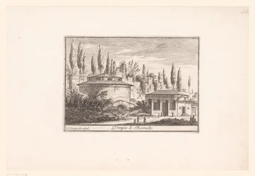 Utsikt över Romulus tempel Tempio di Romolo (titel på objekt) Utsikt över det antika och moderna Rom (serietitel) Varie Vedute di Roma Antica, e Moderna (serietitel)