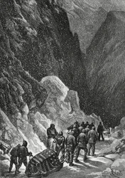 Begravning av kapten Charles Francis Hall (1821-1871), amerikansk upptäcktsresande, Grönland, november 1871, Polaris expedition