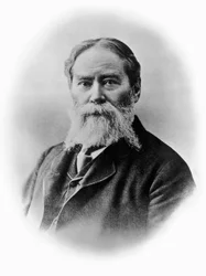 Porträtt av James Russell Lowell (1819-1891), amerikansk romantisk poet, kritiker, redaktör, abolitionist och diplomat, fotografi