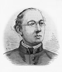 Porträtt av Joseph Hergenroether (1824-1890), tysk historiker och kardinal, och förste kardinal-prefekt för Vatikanens arkiv, gravyr
