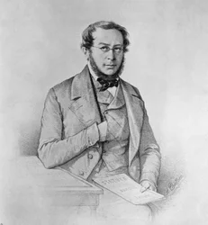 Porträtt av Pierre-Joseph Proudhon (1809-1865), fransk politiker, filosof och anarkist, teckning av Colletti