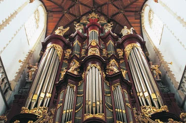 Orgeln i St-Bavokerk kyrka eller Grote Kerk, byggd av Christian Muller (1690-1763), Haarlem, Nederländerna