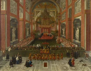 Benedict XIII presiderade över den romerska provinssynoden 1725, Basilica of St. John Lateran, 1725