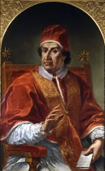 Clément XI (1649 - 1721). Målning av Pier Leone Ghezzi. Rom, Roms museum.