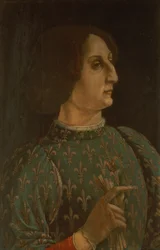 Porträtt av Galeazzo Mario Sforza (1444-76) ca 1471 (tempera på panel) (se även 168788)
